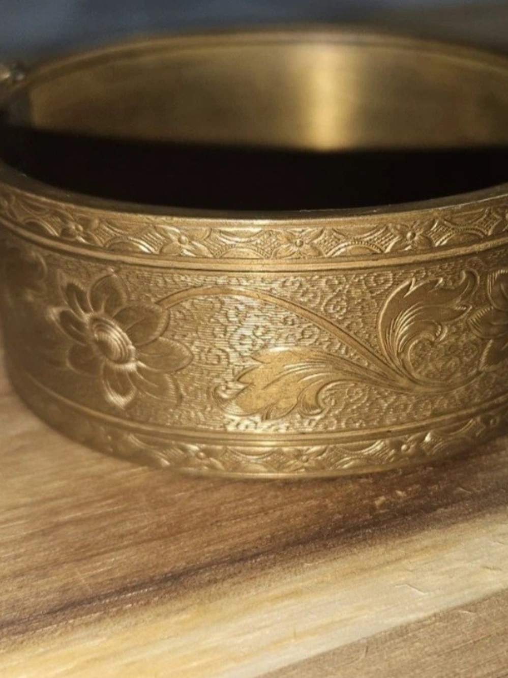 Vintage Victorian  Gold Filled Hinged  Cuff Bracelet Floral